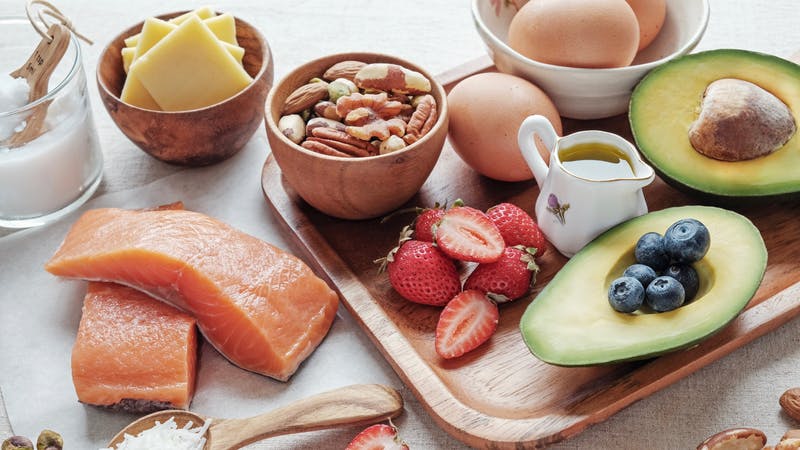Keto, ketogenic diet, low carb, high good fat , healthy food