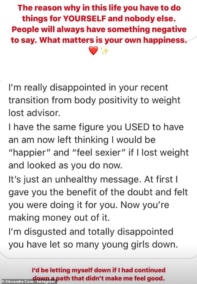 Harsh: The former Love Island star, who has proudly showed off her figure since losing two stone, rejected claims by a 'disgusted' critic that she is motivated by making money