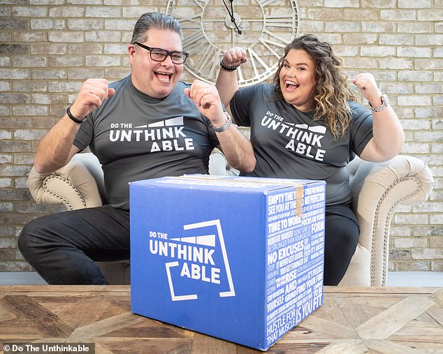 Over the moon: After seeing her dad's three stone weight loss, Amy decided to follow Musclefood's Do The Unthinkable diet and fitness programme- and with great results