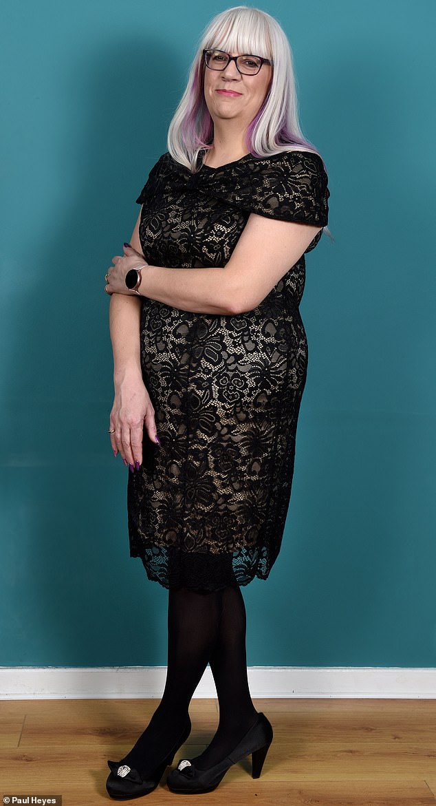 Lynne, pictured at her home in Mossley following her impressive weight loss, shed five stone in five months
