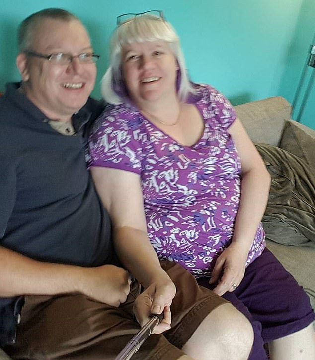 Last year, weighing 21st 10lbs (pictured), Lynne was referred to a digital-focused diet plan by her GP after health checks revealed she was pre-diabetic