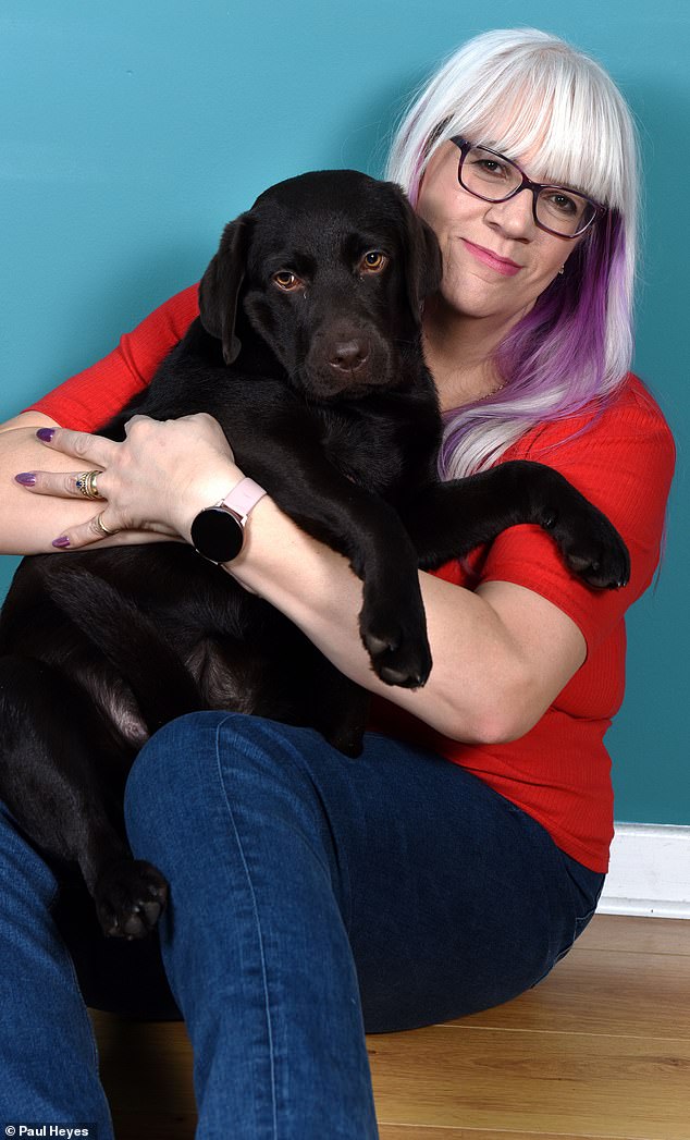 Lynne (pictured), who is now 16st 7lbs, swapped fast food for freshly cooked dishes that included chocolate-covered desserts, muffins and curries, making it 'really easy' to stick to