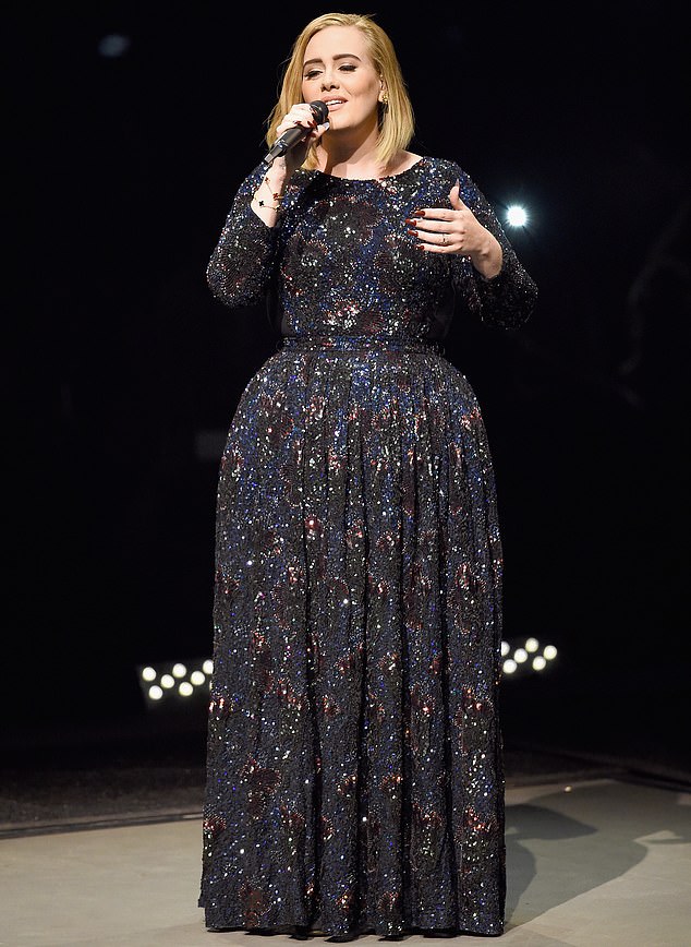 Onstage: However she became noticeably slimmer in 2016 and that year a source told the Daily Mail she was relying on the 'Sirtfood Diet'; pictured August 2016 at the Staples Center