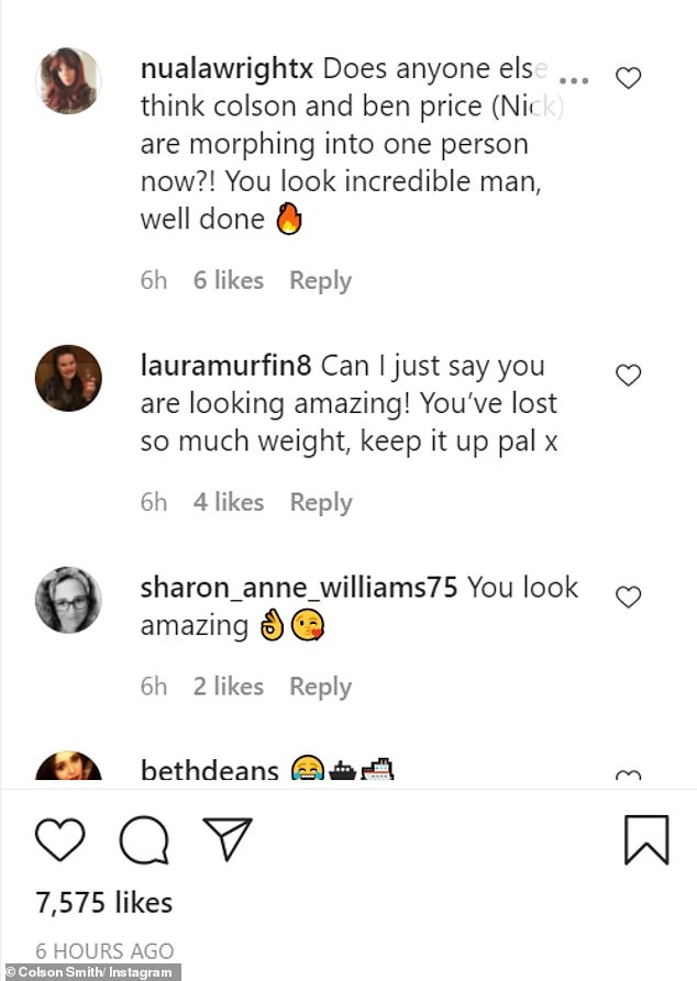 Another added: 'Can I just say you are looking amazing! You¿ve lost so much weight, keep it up pal x'