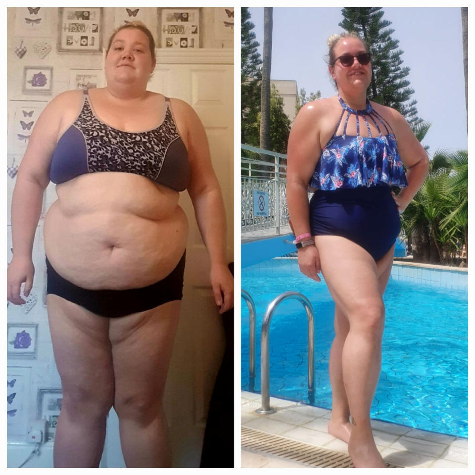 Pictured Vikki Mills. A morbidly obese woman who lost 10 stone can now pull a 40-tonne truck - after finding a passion for weight training. See SWNS story SWFTweight. Vikki Mills, 28, tipped the scales at 28 stone and struggled to squeeze into a size 32 when she decided to lose weight in January 2021. After an 'inspirational' course of counselling, Vikki joined to a Facebook group called 'Prime Life Project' for help with nutrition, meal plans, weight training and helpful mindfulness techniques.