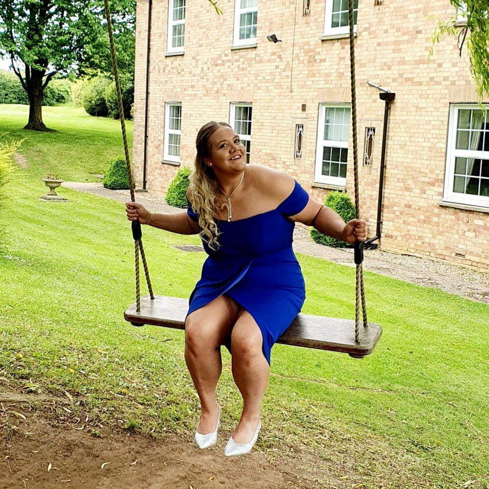 Pictured Vikki Mills. A morbidly obese woman who lost 10 stone can now pull a 40-tonne truck - after finding a passion for weight training. See SWNS story SWFTweight. Vikki Mills, 28, tipped the scales at 28 stone and struggled to squeeze into a size 32 when she decided to lose weight in January 2021. After an 'inspirational' course of counselling, Vikki joined to a Facebook group called 'Prime Life Project' for help with nutrition, meal plans, weight training and helpful mindfulness techniques.