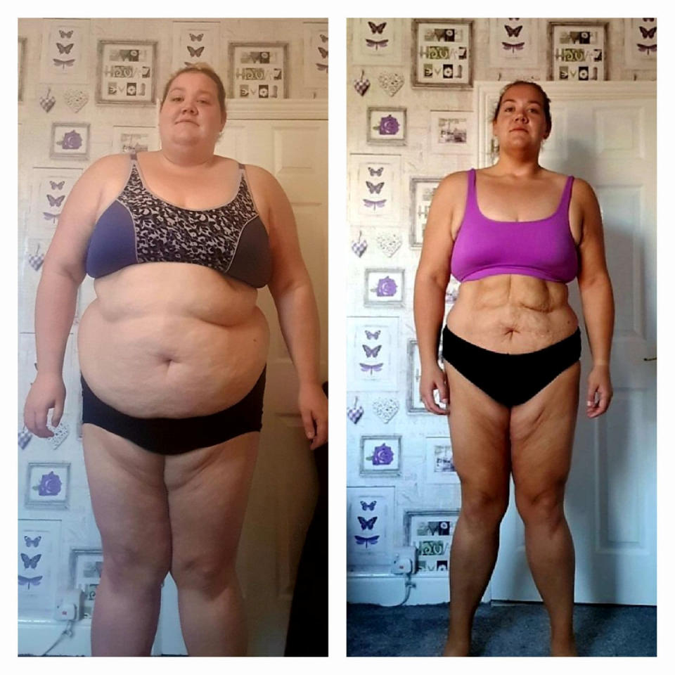 Pictured Vikki Mills. A morbidly obese woman who lost 10 stone can now pull a 40-tonne truck - after finding a passion for weight training. See SWNS story SWFTweight. Vikki Mills, 28, tipped the scales at 28 stone and struggled to squeeze into a size 32 when she decided to lose weight in January 2021. After an 'inspirational' course of counselling, Vikki joined to a Facebook group called 'Prime Life Project' for help with nutrition, meal plans, weight training and helpful mindfulness techniques.
