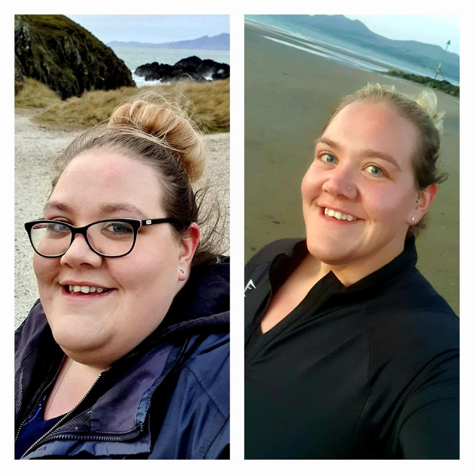 Pictured Vikki Mills. A morbidly obese woman who lost 10 stone can now pull a 40-tonne truck - after finding a passion for weight training. See SWNS story SWFTweight. Vikki Mills, 28, tipped the scales at 28 stone and struggled to squeeze into a size 32 when she decided to lose weight in January 2021. After an 'inspirational' course of counselling, Vikki joined to a Facebook group called 'Prime Life Project' for help with nutrition, meal plans, weight training and helpful mindfulness techniques.